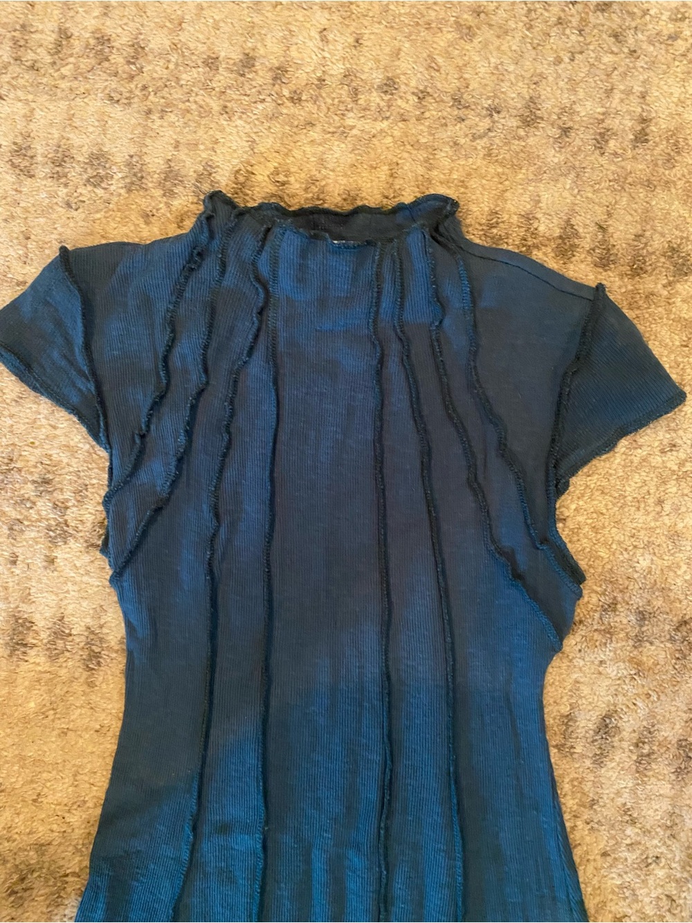 Women’s Short Sleeve Ribbed dress in dark teal